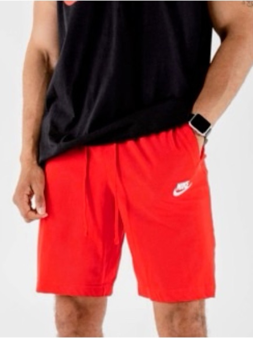 Nike Men’s Red Athletic Shorts with White Logo